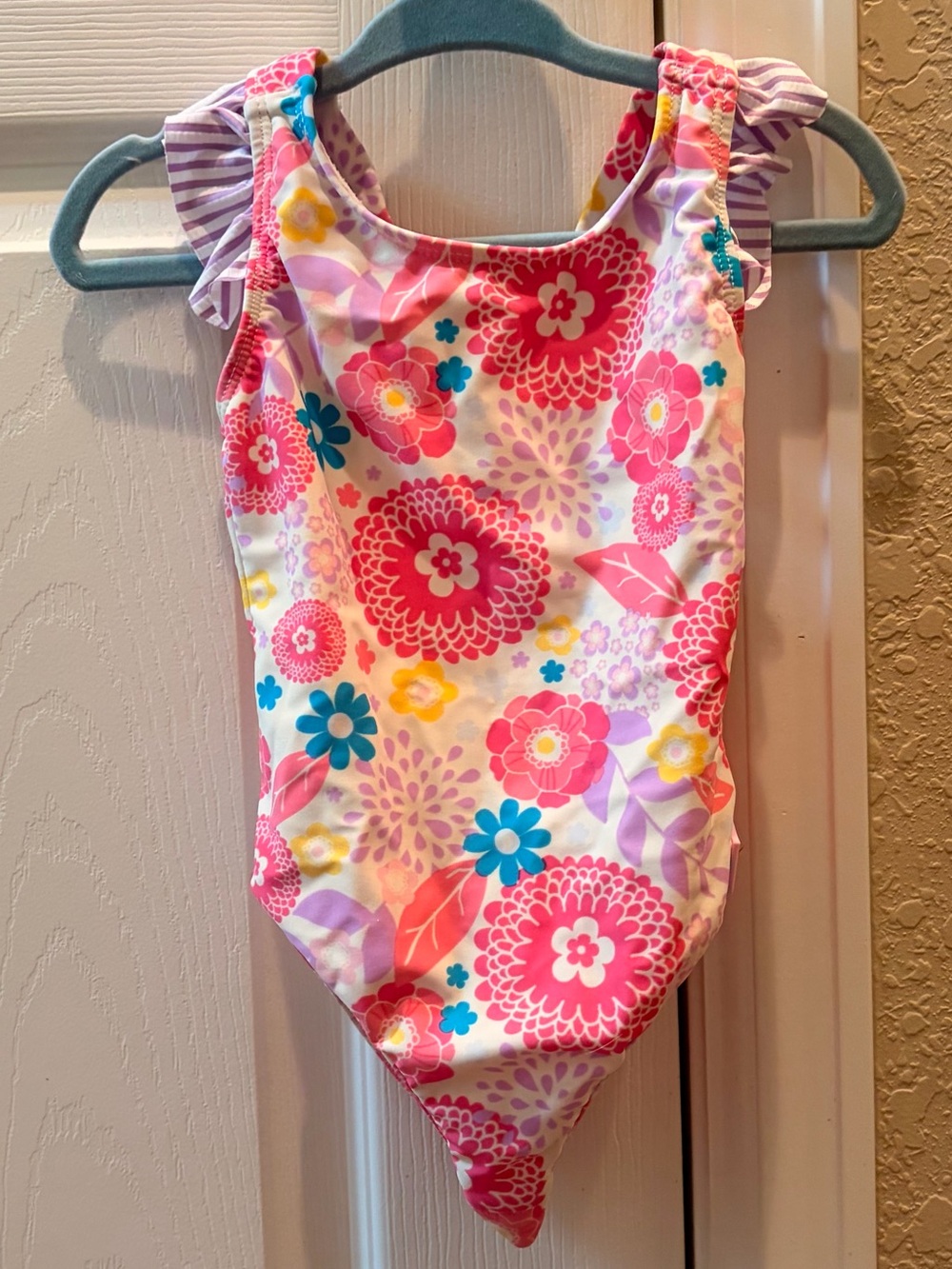Ruffle Butts Pink Purple Floral Ruffle One-Piece Swimsuit